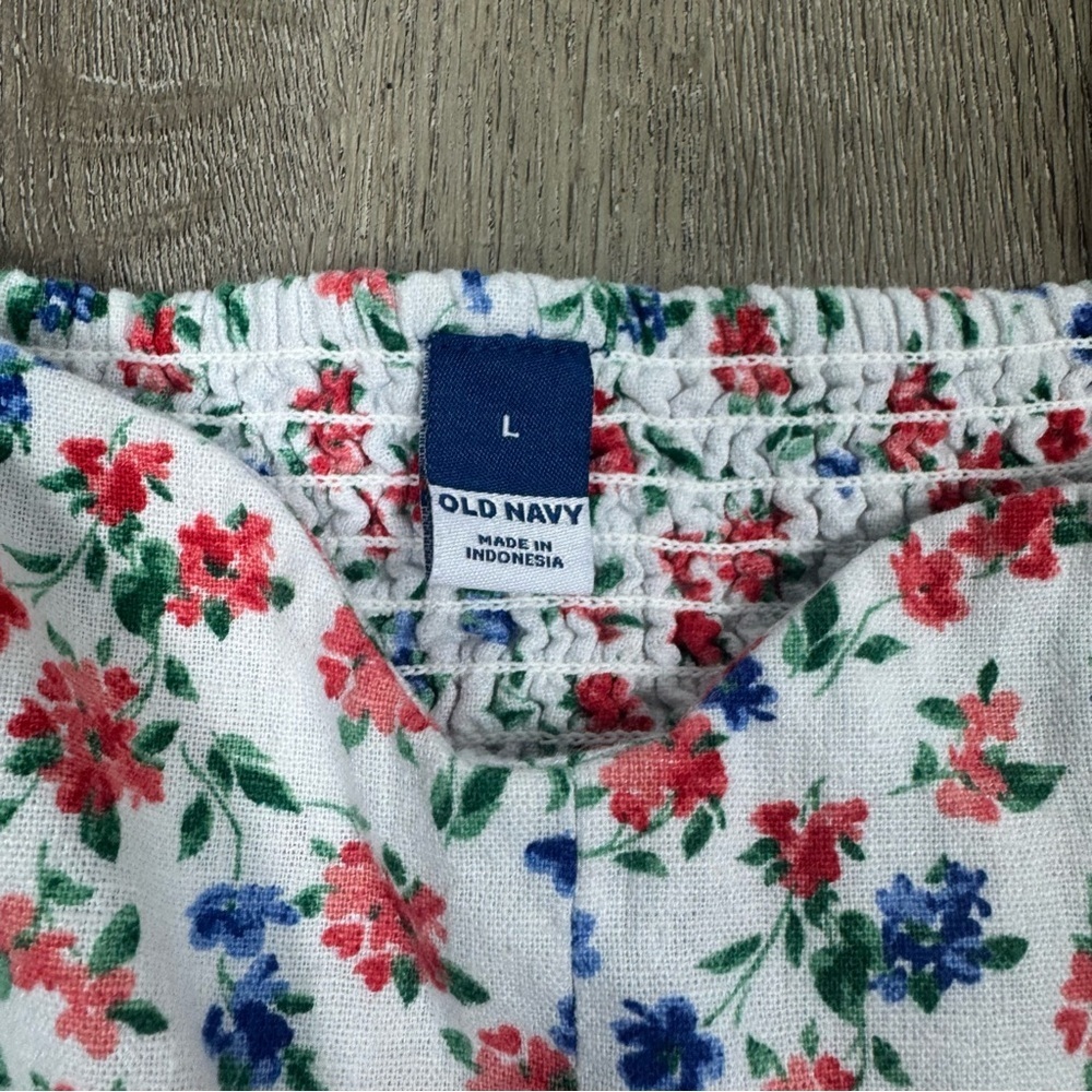 Old Navy Linen Blend Floral Midi Sundress Large Cottagecore Smocked Romantic - Picture 5 of 8
